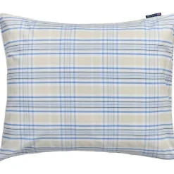 Checked Poplin Örngott 50x60 cm, Beige/Blå