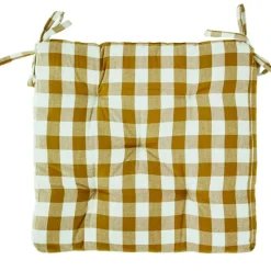Madam Stoltz Dynor För Utemöbler|Stolsdynor-Checked woven cotton chair pad Sittdyna 45x45 cm
