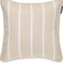 Lexington Prydnadskuddar & Fodral-Classic Striped Organic Cotton Twill Kuddfodral 50x50 cm, Vit / Beige