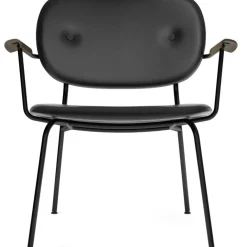 Co Loungestol Fullt Klädd Svart / Mörkbetsad Ek / Svart Läder