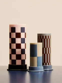 Column Blockljus L, Mörkblå / Milky Green