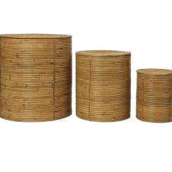 Column Förvaring, Large: H: 43 x Ø: 40 cm Medium: H: 34 x Ø: 30 cm Small: H: 25 x Ø: 20 cm 3-pack, Natural Stained