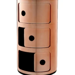 Kartell Hurtsar|Sängbord & Nattduksbord-Componibili Metal Förvaring Med 3 Fack, Koppar