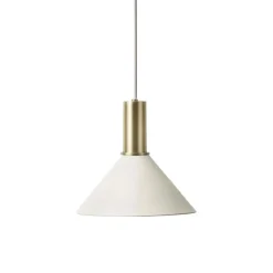 Cone Pendel Låg, Ljusgrå/Mässing