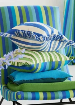 Cork Street Stripe Kudde 43x43 cm, Cobalt