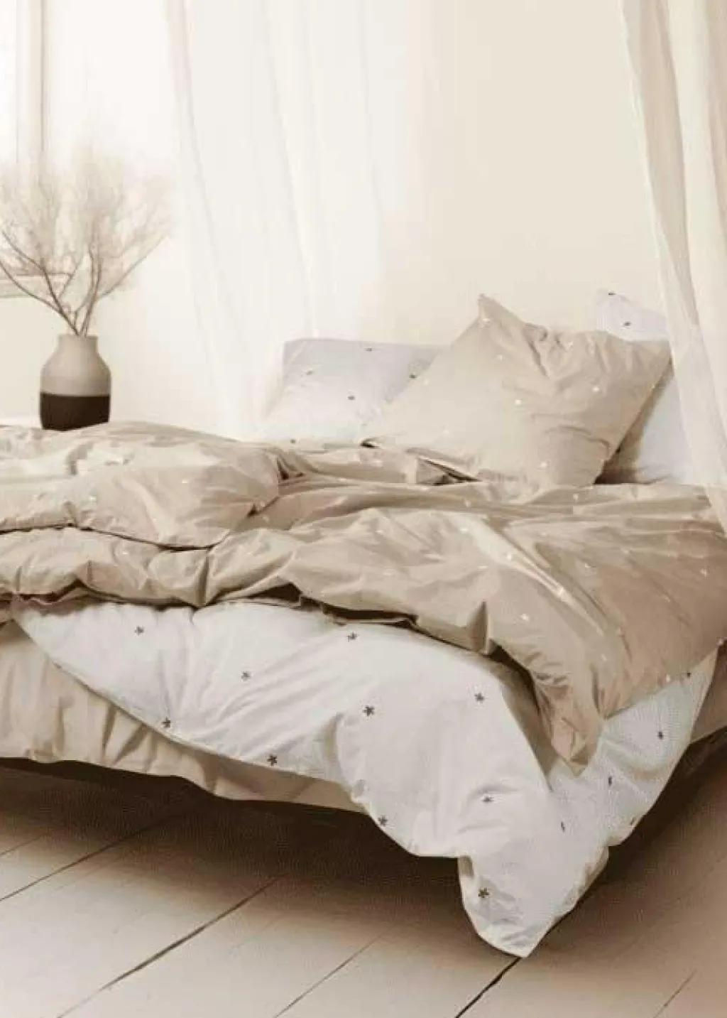 Juna Bäddset-Daisy Bäddset 140x220 + 60x63 cm, Vit / Ljusblå