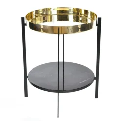 OX Denmarq Sidobord & Avlastningsbord-Deck Sidobord, Underrede, Mässing/ Marmor