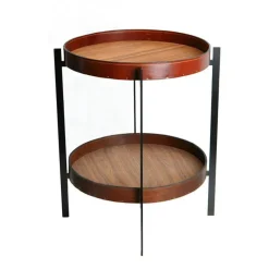 OX Denmarq Sidobord & Avlastningsbord-Deck Sidobord, Svart Underrede, Teak/Konjak, Grön Marmor