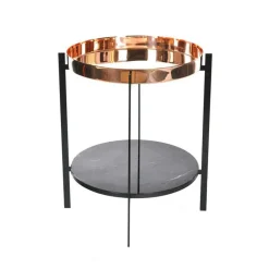 OX Denmarq Sidobord & Avlastningsbord|Soffbord-Deck Sidobord, Underrede, Koppar/Vit Marmor