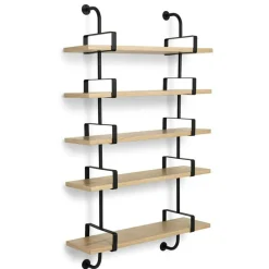 GUBI Vägghyllor-Demon Hylla 5, 95 cm, Svart/Valnöt