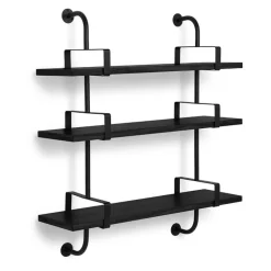 GUBI Vägghyllor-Demon Hylla 3, 95 cm, Svart/Valnöt