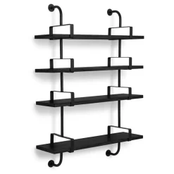 Demon Hylla 4, 95 cm, Svart/Valnöt