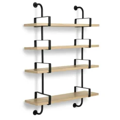 Demon Hylla 4, 95 cm, Svart/Valnöt