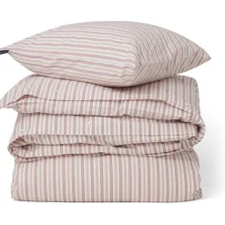 Dobby Striped Bäddset Vit / Beige / Röd, 150x210 cm