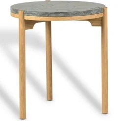 Dondo Sidobord Ø45 cm, Ek / Slipad Kalksten