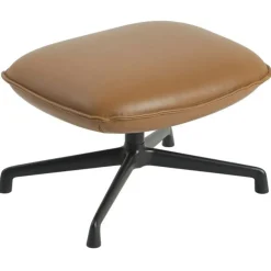 Doze Fotpall Med Snurrunderrede, Refine Läder Konjak / Antracit