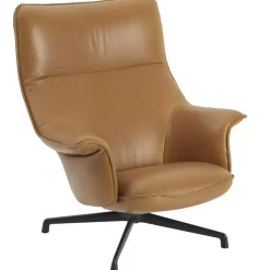 Muuto Fåtöljer-Doze Fåtölj Hög Rygg Med Snurrunderrede, Refine Läder Konjak /