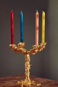 Drip Ljusstake 4 Armar, Guld