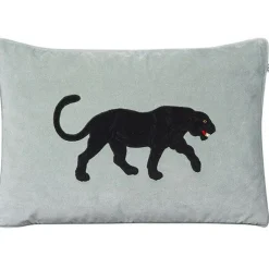 Embroidered Black Panther Kuddfodral 40x60cm, Aqua