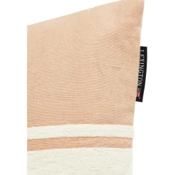 Embroidery Center Striped Linen/Cotton Kudde 40x60 cm, Beige/Off-white