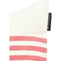 Embroidery Striped Linen/Cotton Kuddfodral 50x50 cm, Rosa/Off-white