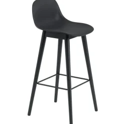 Fiber Barstol Trä Med Ryggstöd 65 cm, Naturvit / Ek