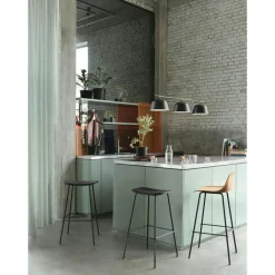 Fiber Tube Barstol 65 cm, Refine Läder Konjak / Svart