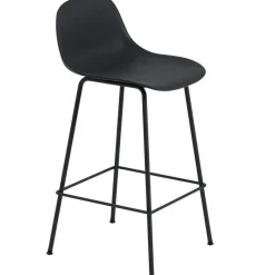 Fiber Tube Barstol Med Ryggstöd 65 cm, Svart / Antracit