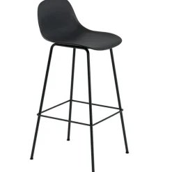 Fiber Tube Barstol Med Ryggstöd 65 cm, Svart / Antracit