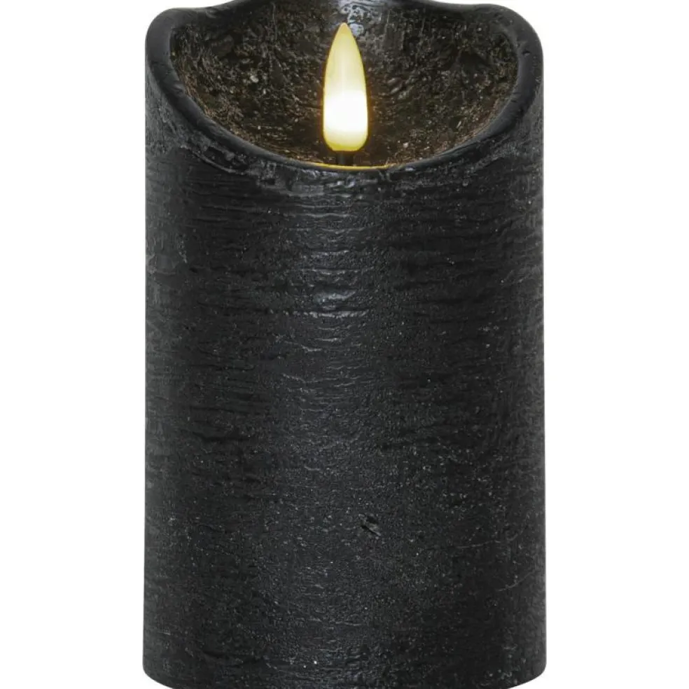 Flamme Rustic LED Blockljus Svart, 12 cm