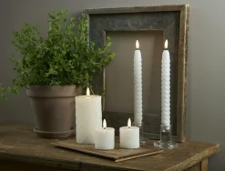 Flamme Swirl LED Blockljus 15 cm, Vit