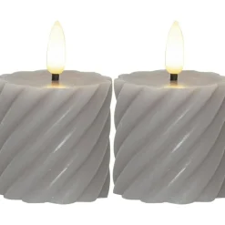 Flamme Swirl LED Blockljus 7,5 cm 2-pack, Grå