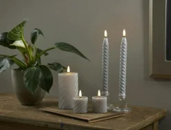 Flamme Swirl LED Blockljus 7,5 cm 2-pack, Grå