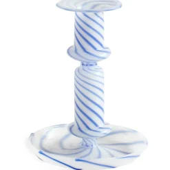 Flare Stripe Milk Ljusstake 14 cm Blå