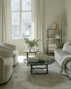 New Works Soffbord-Florence Soffbord 90 cm, Grå Marmor / Svart