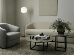 New Works Soffbord-Florence Soffbord 90 cm, Grå Marmor / Svart