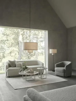 New Works Soffbord-Florence Soffbord 90 cm, Grå Marmor / Svart