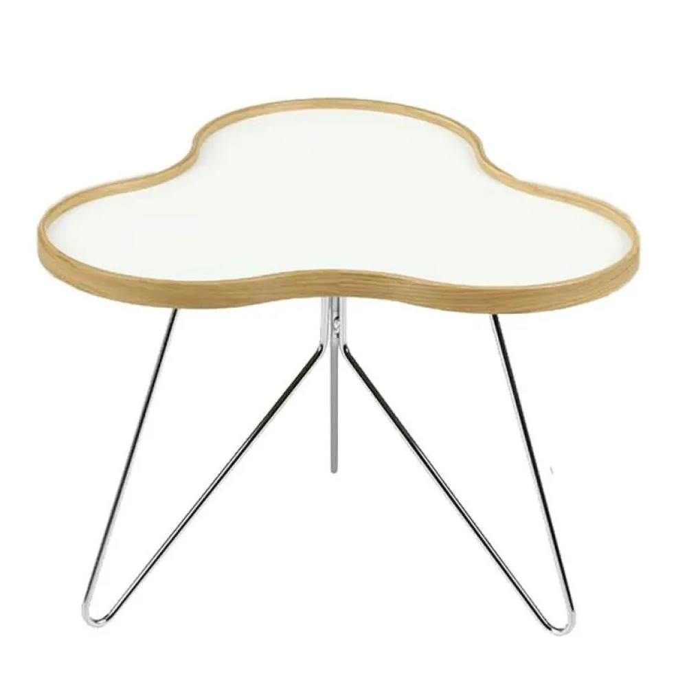 Flower Soffbord 114 cm, Vit/Ek/Krom