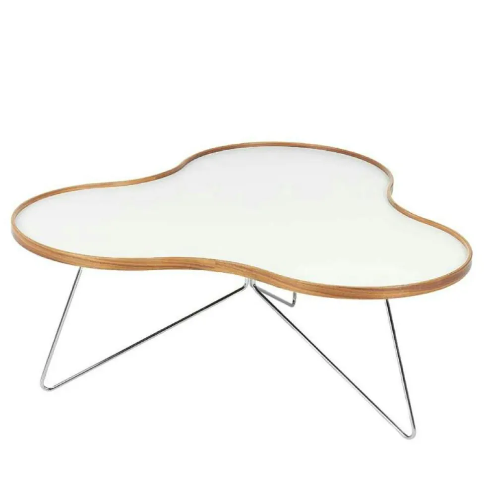 Flower Soffbord 114 cm, Vit/Ek/Krom