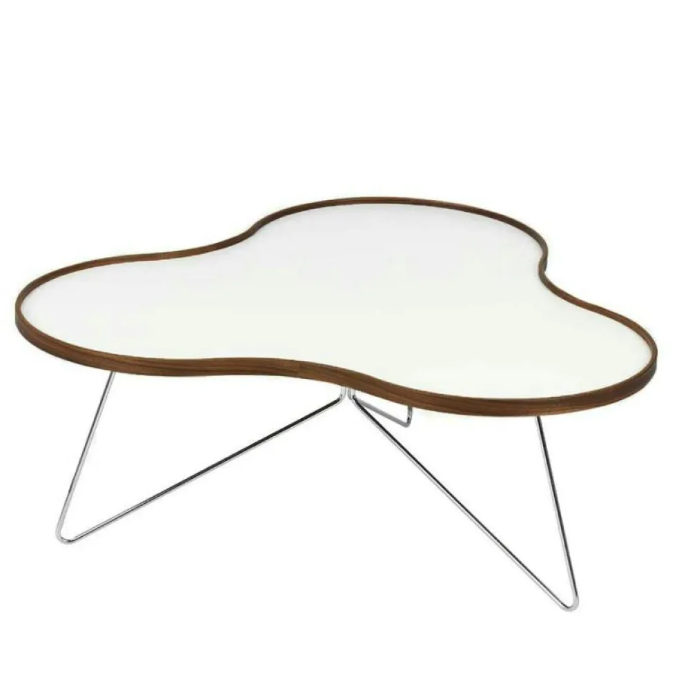 Flower Soffbord 114 cm, Vit/Ek/Krom