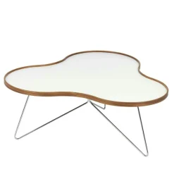 Flower Soffbord 114 cm, Vit/Ek/Krom