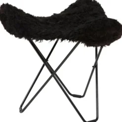 Cuero Fotpallar-Flying Goose Iceland Pall, Shorn Black/Black