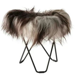 Cuero Fotpallar-Flying Goose Iceland Pall, Wild Grey/Chrome