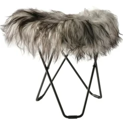 Cuero Fotpallar-Flying Goose Iceland Pall, Wild Grey/Chrome