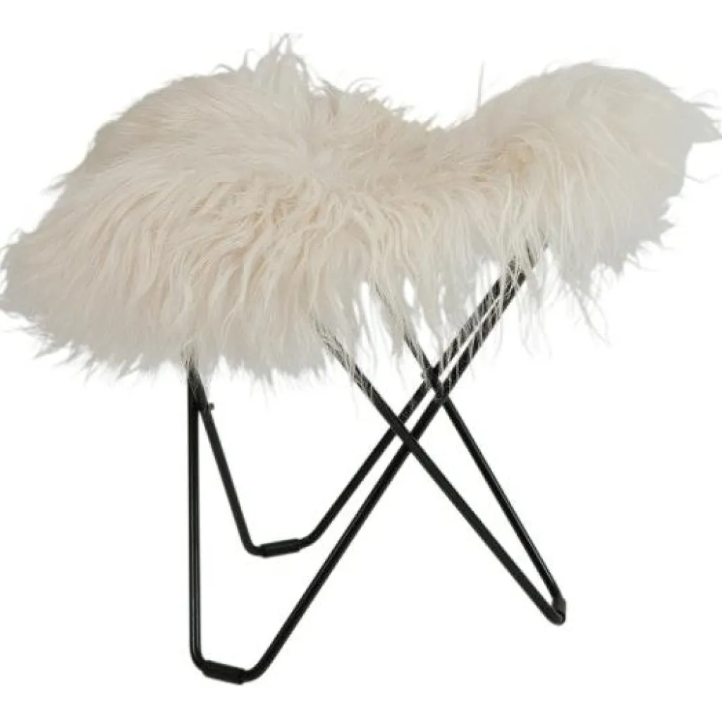 Cuero Fotpallar-Flying Goose Iceland Pall, Wild White/Black