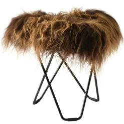 Cuero Fotpallar-Flying Goose Iceland Pall, Wild White/Black