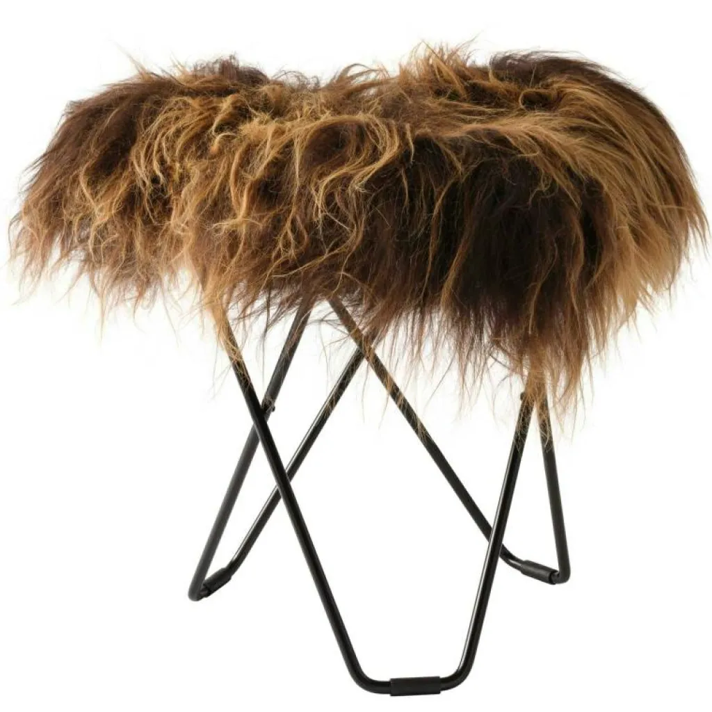 Cuero Fotpallar-Flying Goose Iceland Pall, Wild White/Black