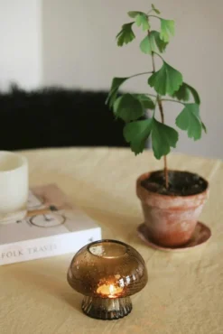 Globen Lighting Ljuslyktor-Fungo 12 Värmeljuslykta, Brun