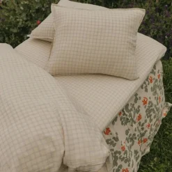 Gingham Sky Blue Muslin Dra-På-Lakan Junior, 70x140 cm