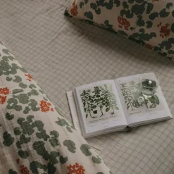 Gingham Sky Blue Muslin Dra-På-Lakan Junior, 70x140 cm